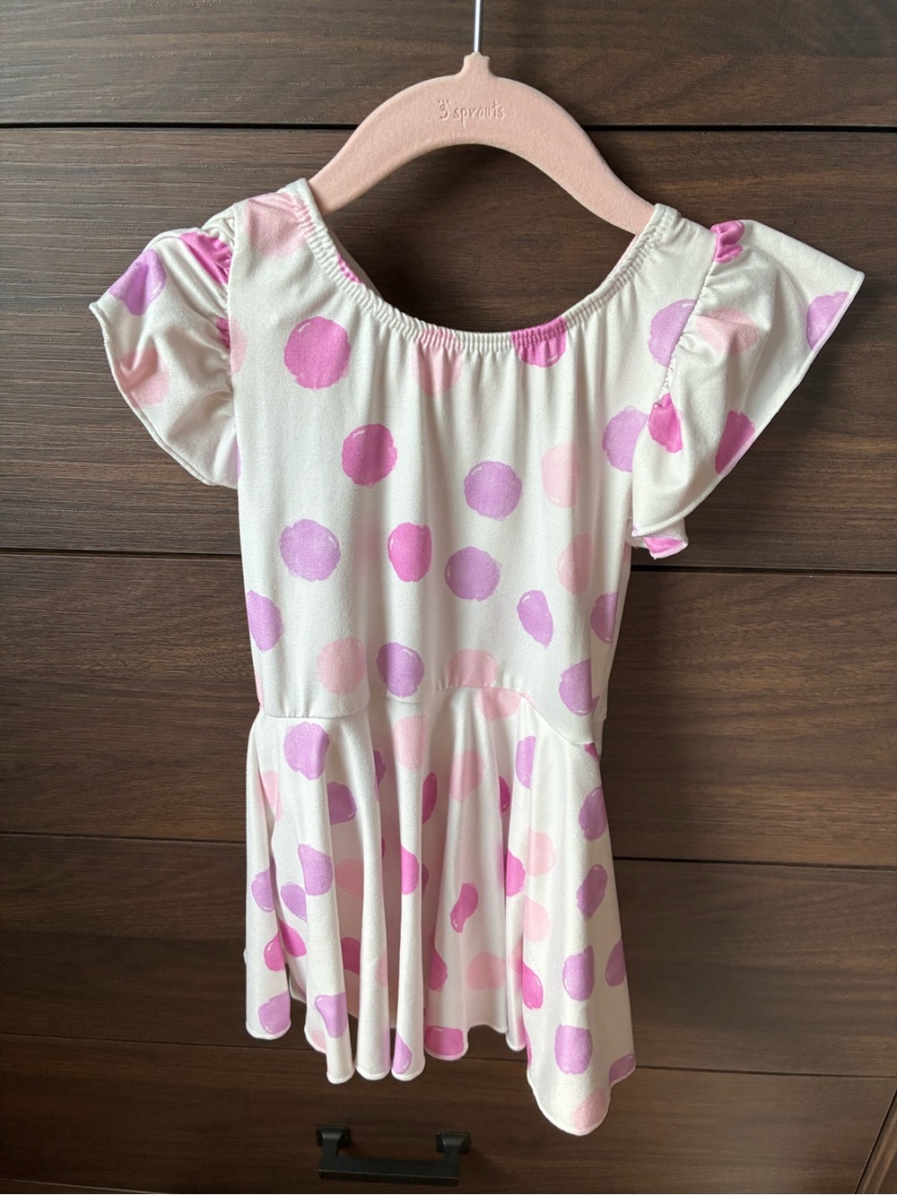 Mila & Rose Toddler Girls' White & Pink Polka Dot Twirl Leotard